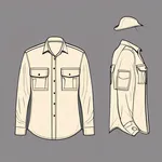 long-sleeved khaki safari shirt with flap pockets image